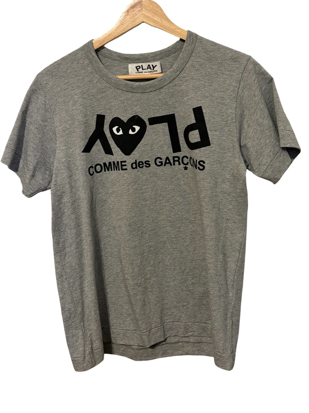 Comme des Garçons PLAY Inverted Text T-Shirt PLAY Comme des Garcons  Gray Logo T